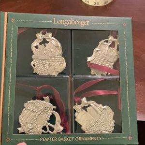 Longaberger 2002 Pewter Basket ornaments set of 4